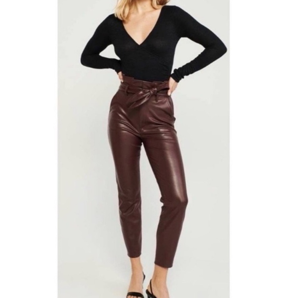 Abercrombie & Fitch Dark Brown Faux Leather Pants